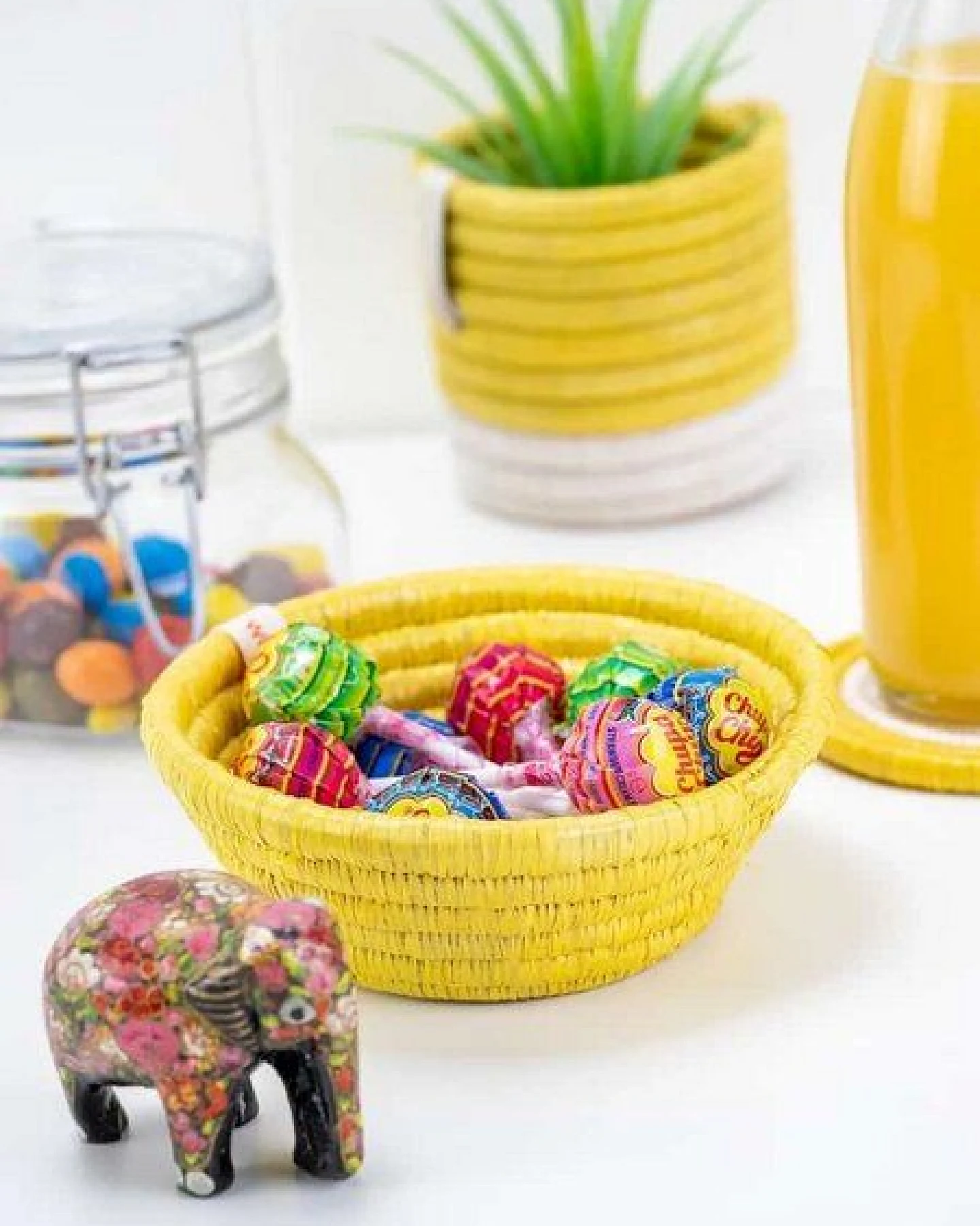 WomenCraft Snack- & Schmuckschale - 13cm - Braun/Weiß/Natur/Gelb – Ansicht 2