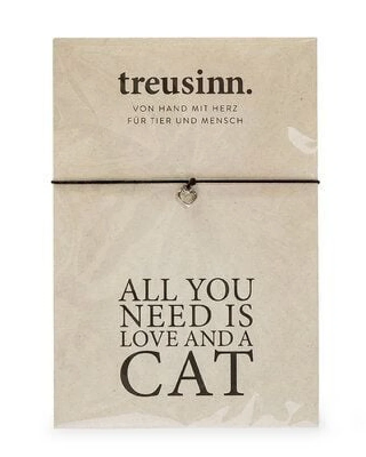 Treusinn Armband BUDDY All you need...CAT / Herz-Anhänger