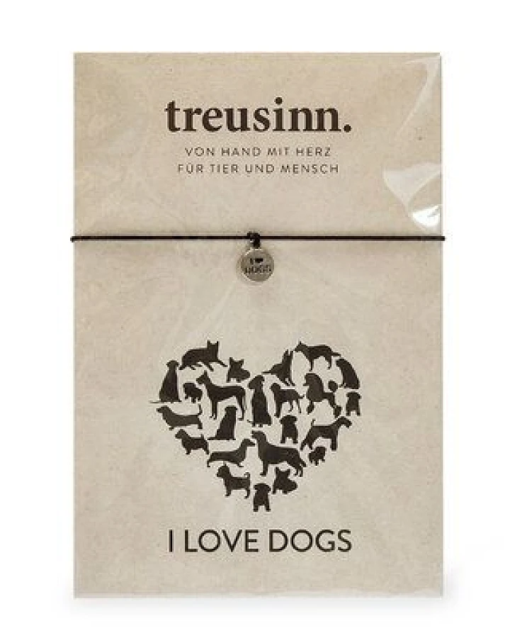 Treusinn Armband BUDDY I love dogs / gravierter Anhänger