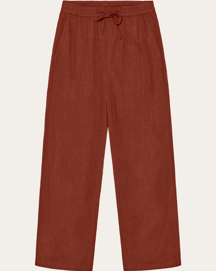 KnowledgeCotton Apparel Damen vegan Hose Posey Wide Satin Burnt Brick