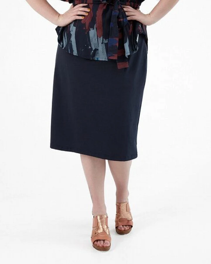 WiDDA berlin schmaler Midirock BASIC Navy aus Bio-Baumwolle