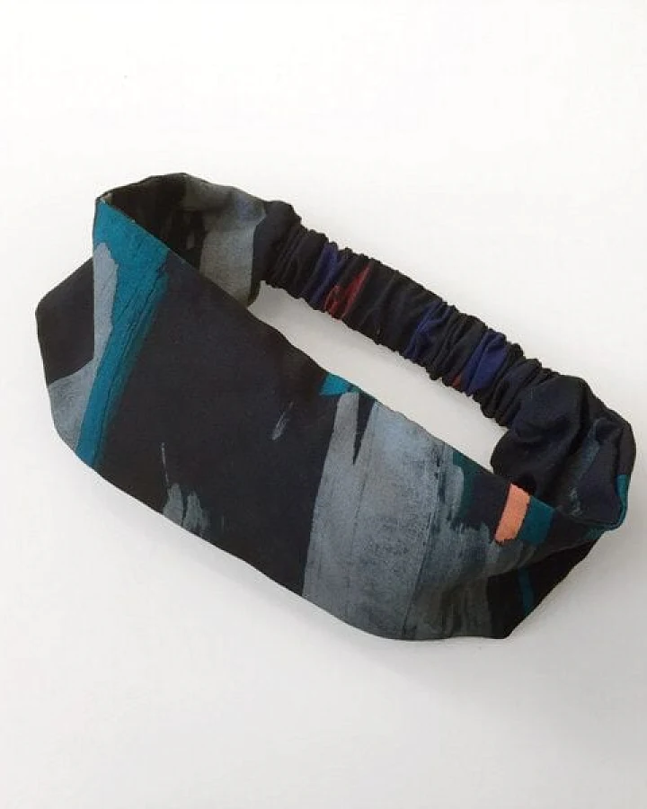 WiDDA berlin SPLASH Stirnband in Dunkelblau gemustert aus TENCEL