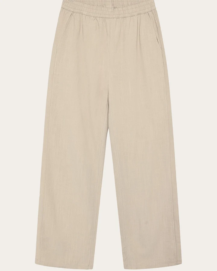 KnowledgeCotton Apparel Damen vegan Hose Posey Wide Leinen Mix Light Feather Gray