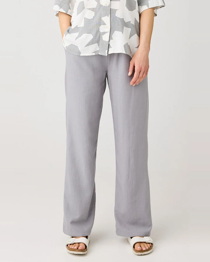 KnowledgeCotton Apparel Damen vegan Hose Posey Weit Leinen Mix Ultimate Grau