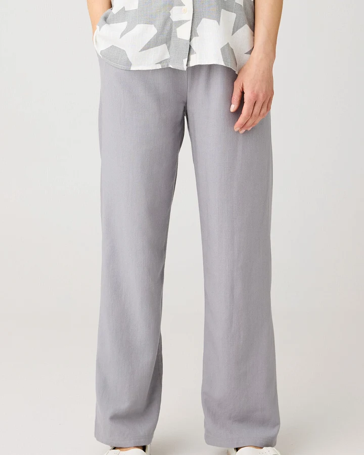 KnowledgeCotton Apparel Damen vegan Hose Posey Weit Leinen Mix Ultimate Grau