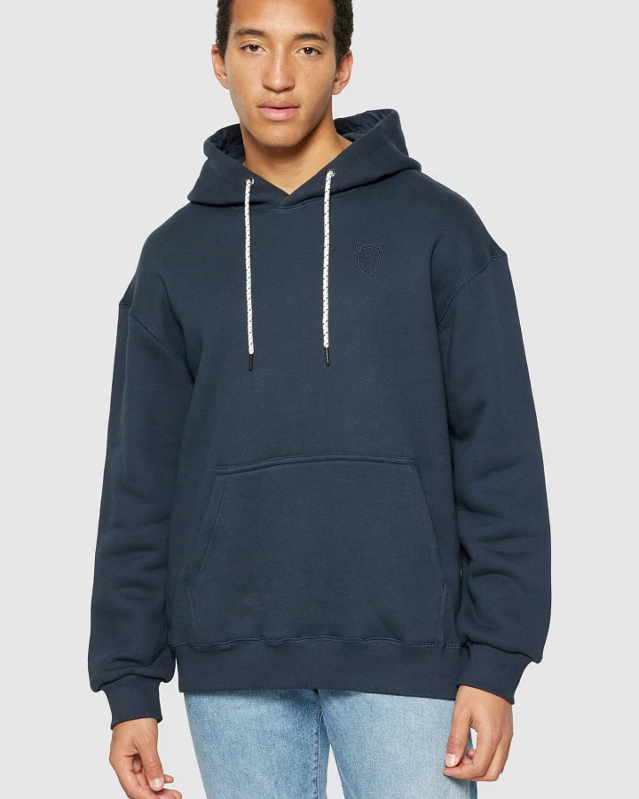 KnowledgeCotton Apparel Herren vegan Hoodie Lose Kängurutasche Total Eclipse