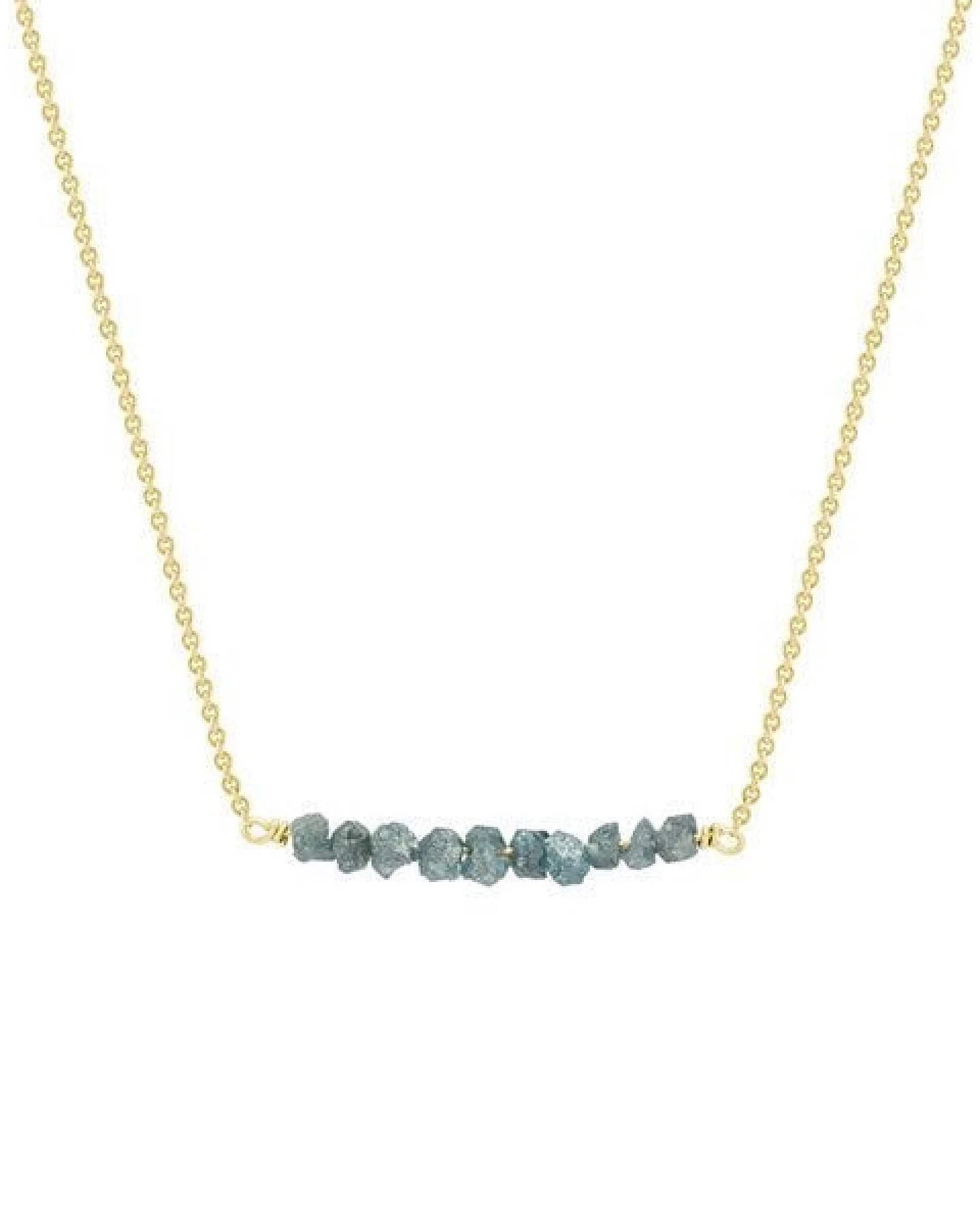 Eppi Goldener Choker mit blauen ungeschliffenen Diamanten Inaku – Ansicht 2