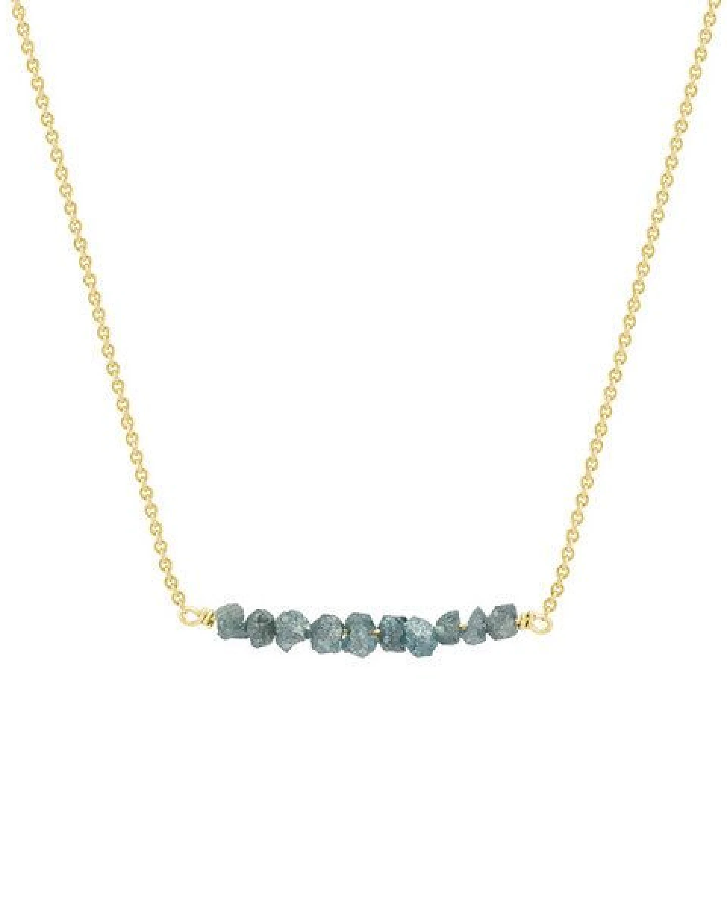 Eppi Goldener Choker mit blauen ungeschliffenen Diamanten Inaku – Ansicht 2