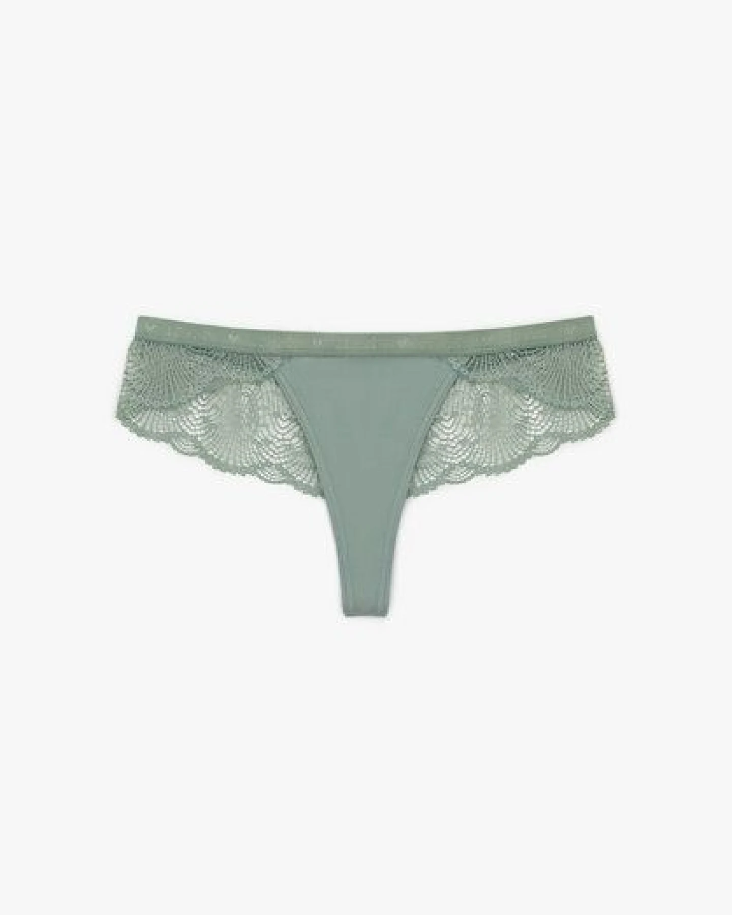 Lovjoi Tanga LUMINOUS MOSS mit filigraner Spitze – Ansicht 2