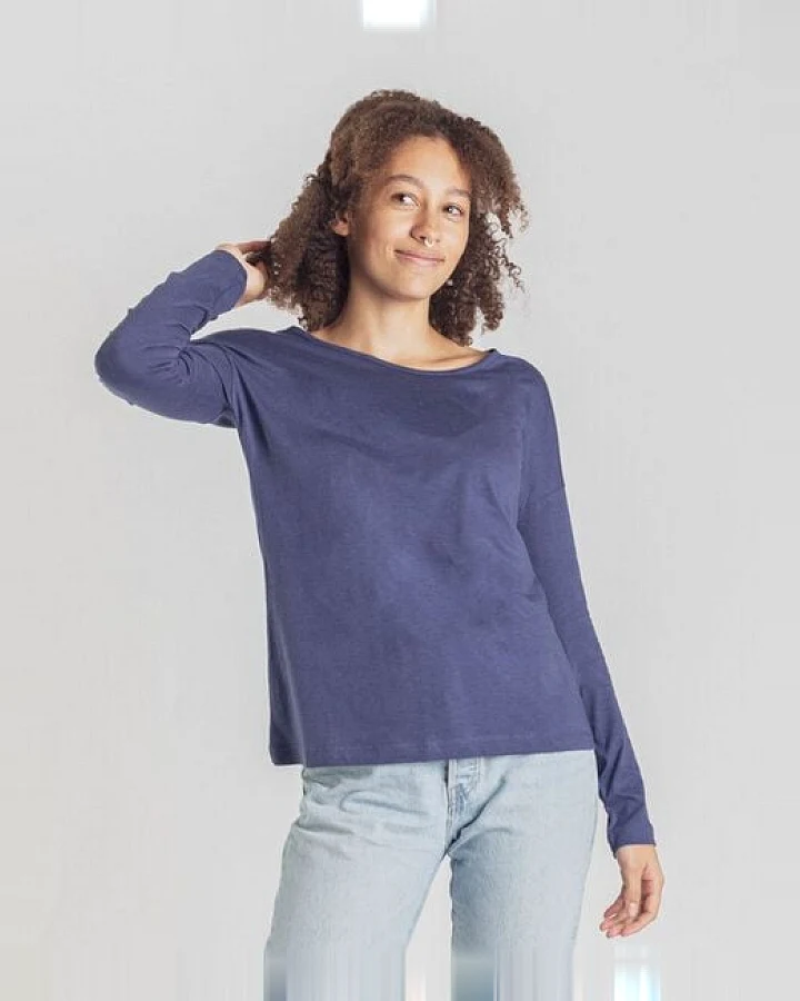 Degree Clothing Damen Langarmshirt aus Bio-Baumwolle/Modal - Nero long - dunkelblau