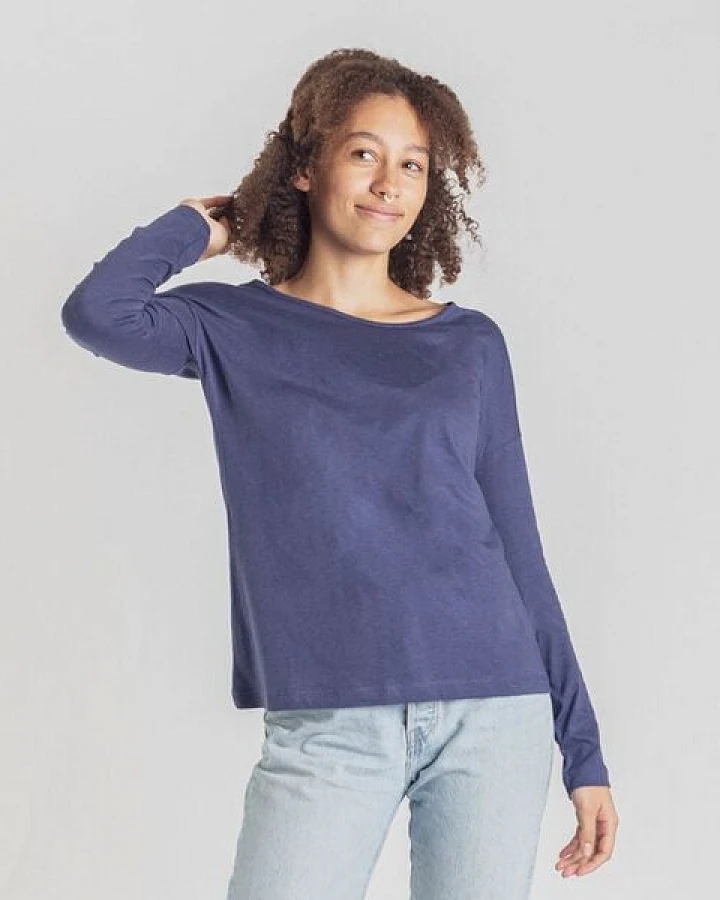 Degree Clothing Damen Langarmshirt aus Bio-Baumwolle/Modal - Nero long - dunkelblau