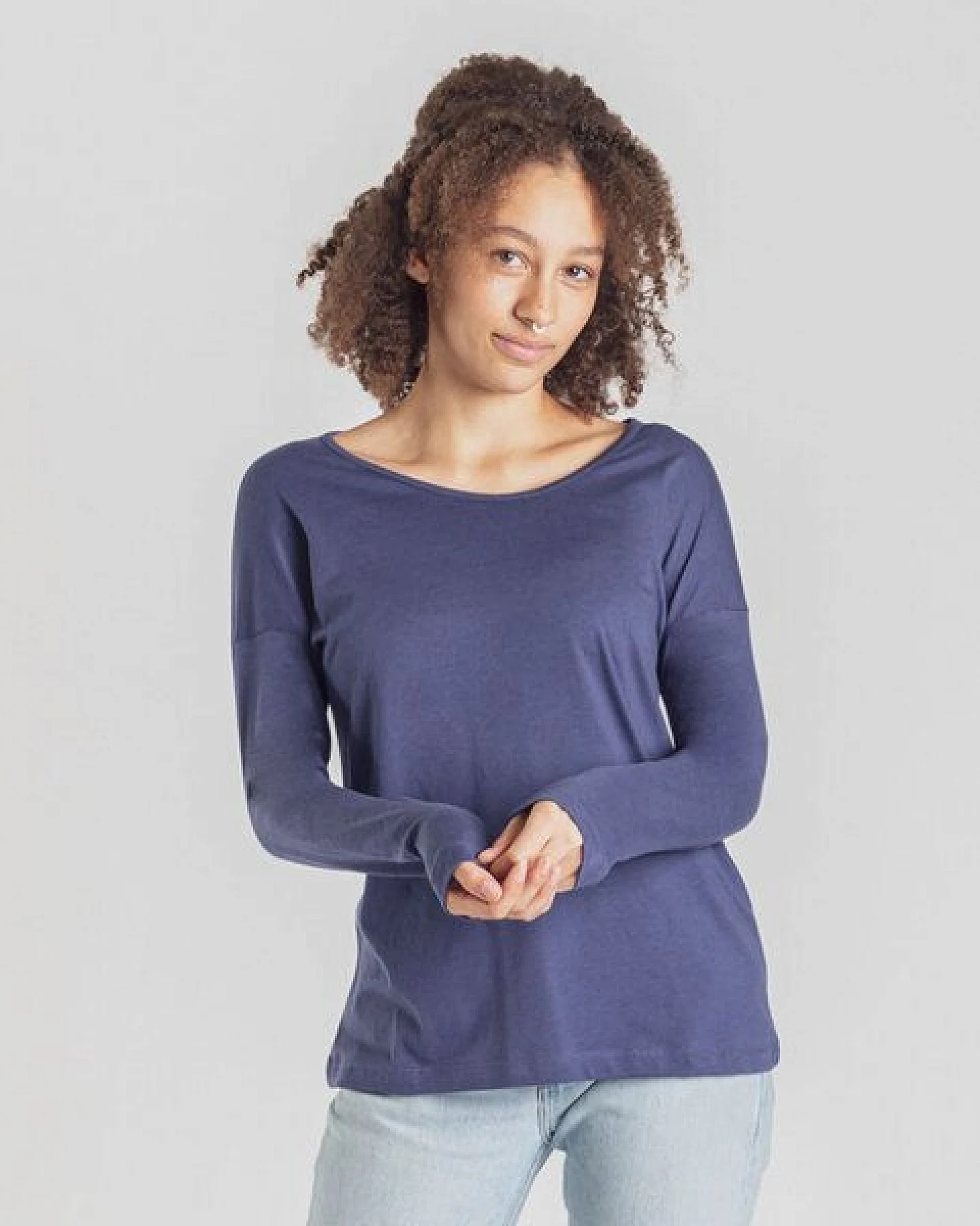 Degree Clothing Damen Langarmshirt aus Bio-Baumwolle/Modal - Nero long - dunkelblau – Ansicht 2