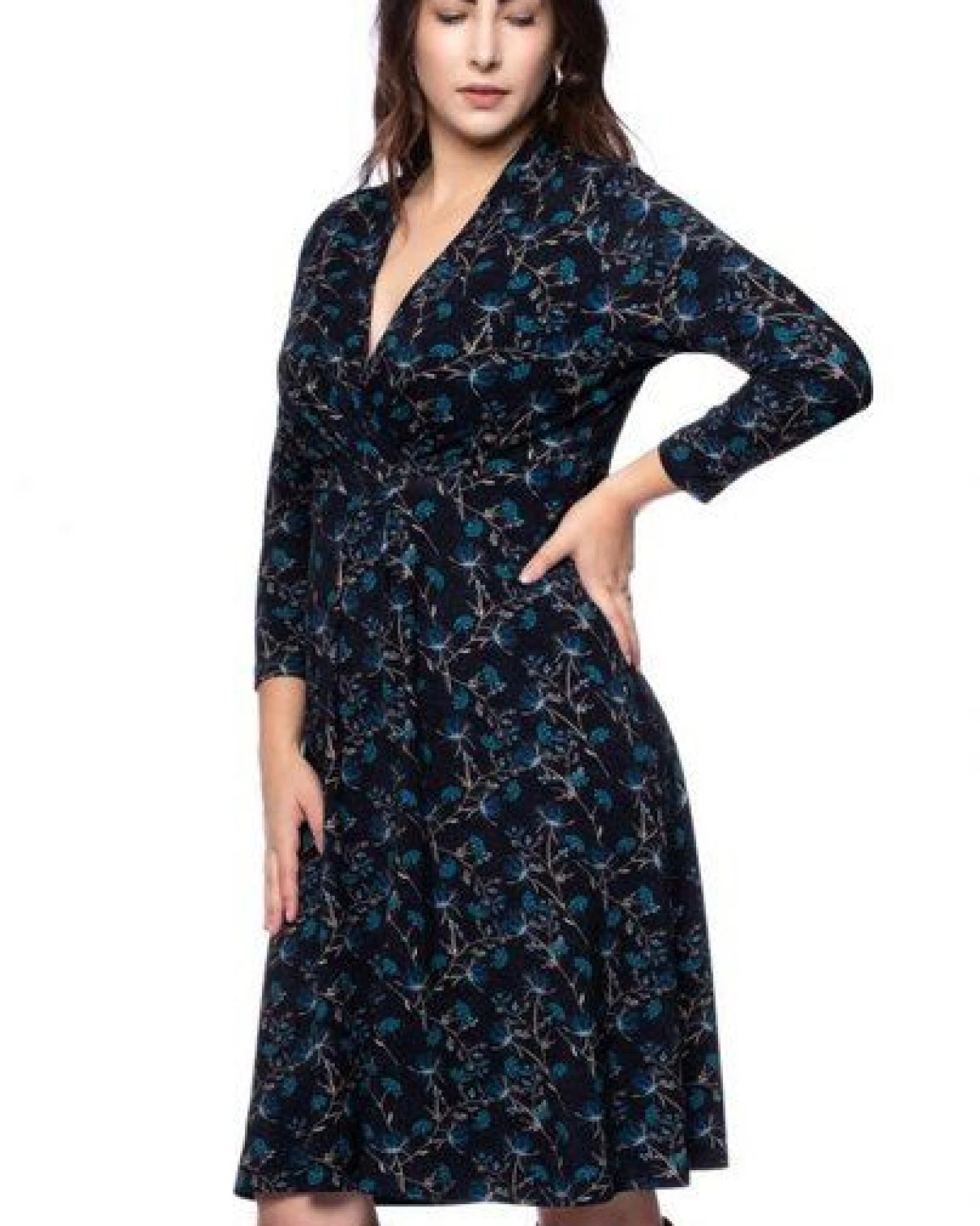 Ingoria EDDA knielanges Kleid mit Wickel-Ausschnitt – Ansicht 2