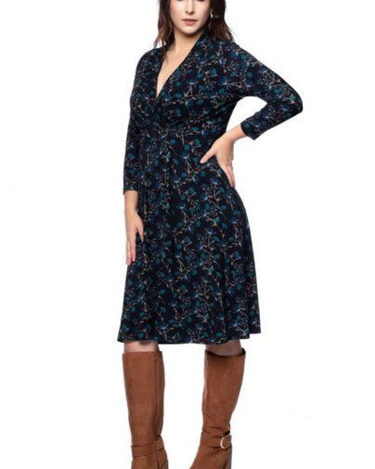 Ingoria EDDA knielanges Kleid mit Wickel-Ausschnitt – Ansicht 3