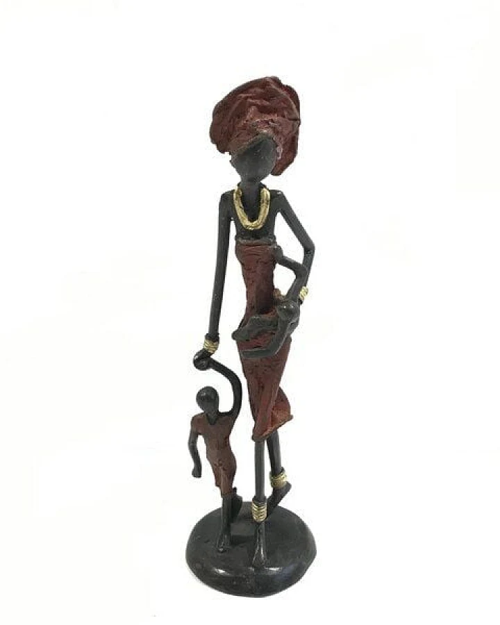 Moogoo Creative Africa Bronze-Skulptur "Frau mit Kindern II" by Issouf