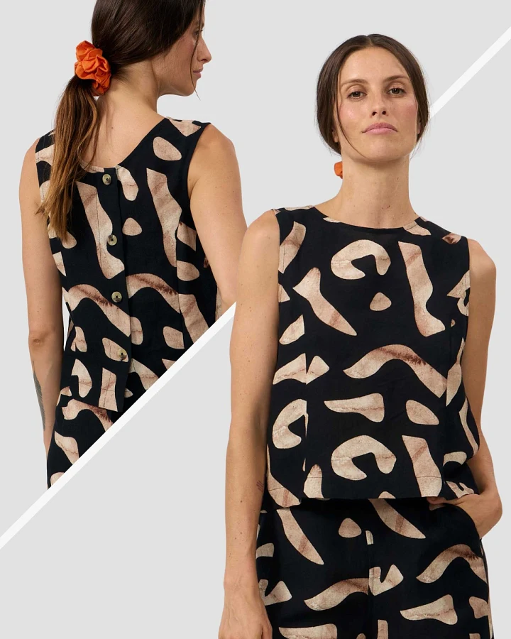 Top Fuji Print Stones Schwarz