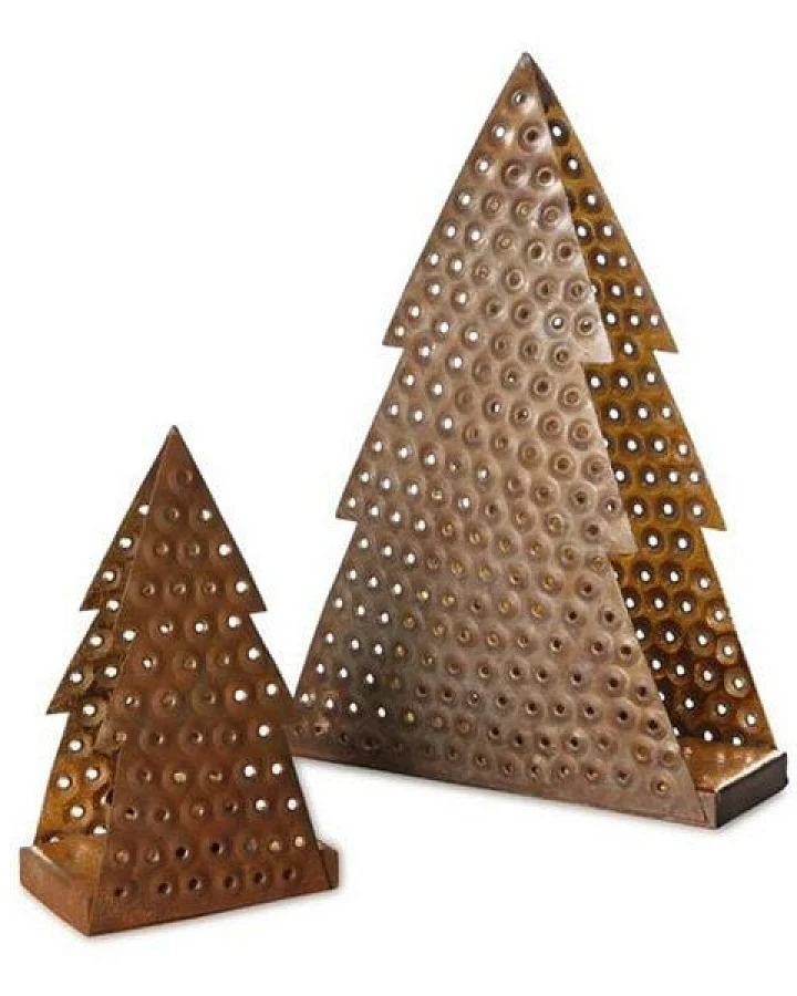 Mitienda Shop Teelichthalter Tannenbaum aus Recyccling Metall - Weihnachtsdeko