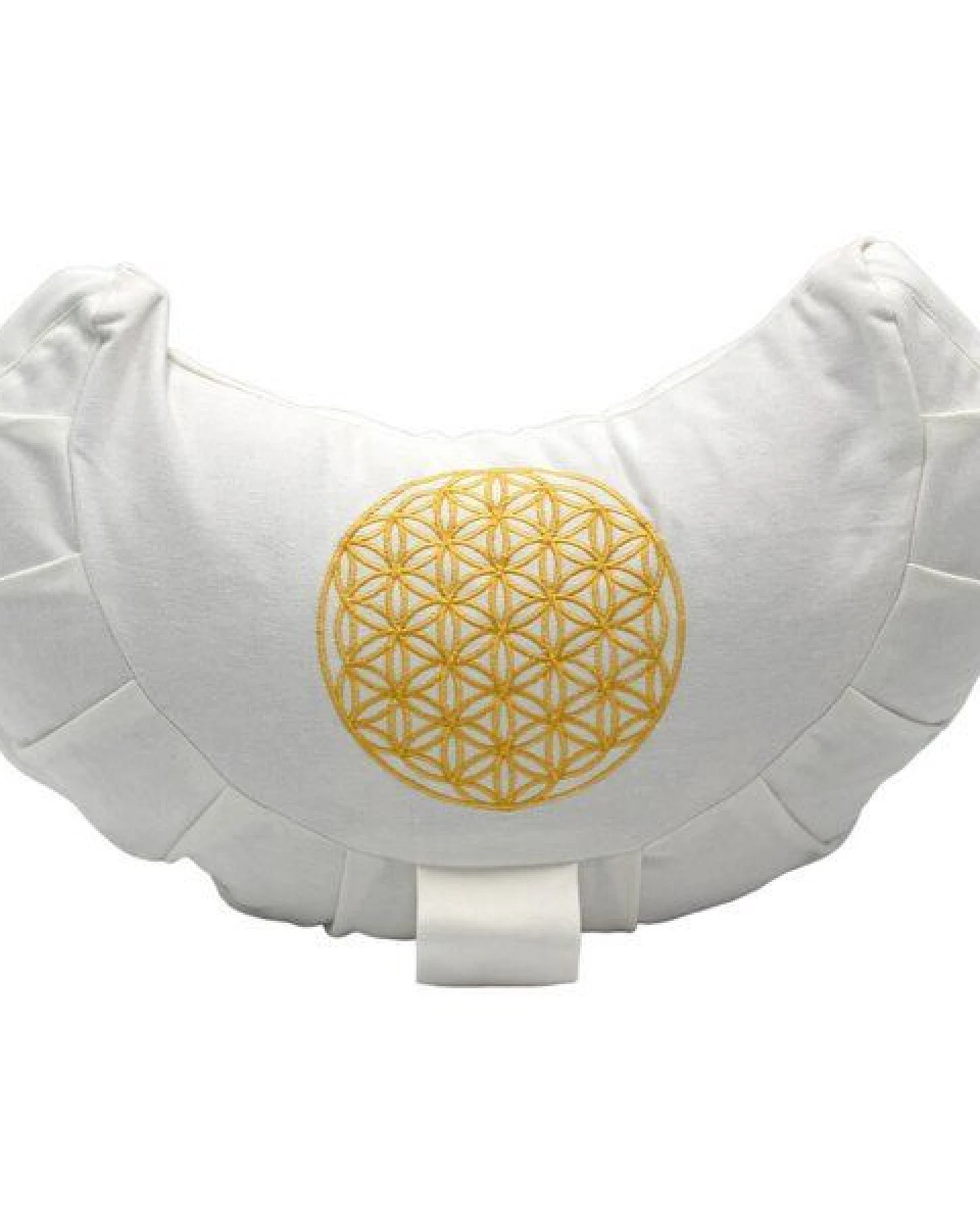 BAGHI Bio Meditationskissen Blume-des Lebens Bestickung weiß/ gold – Ansicht 2