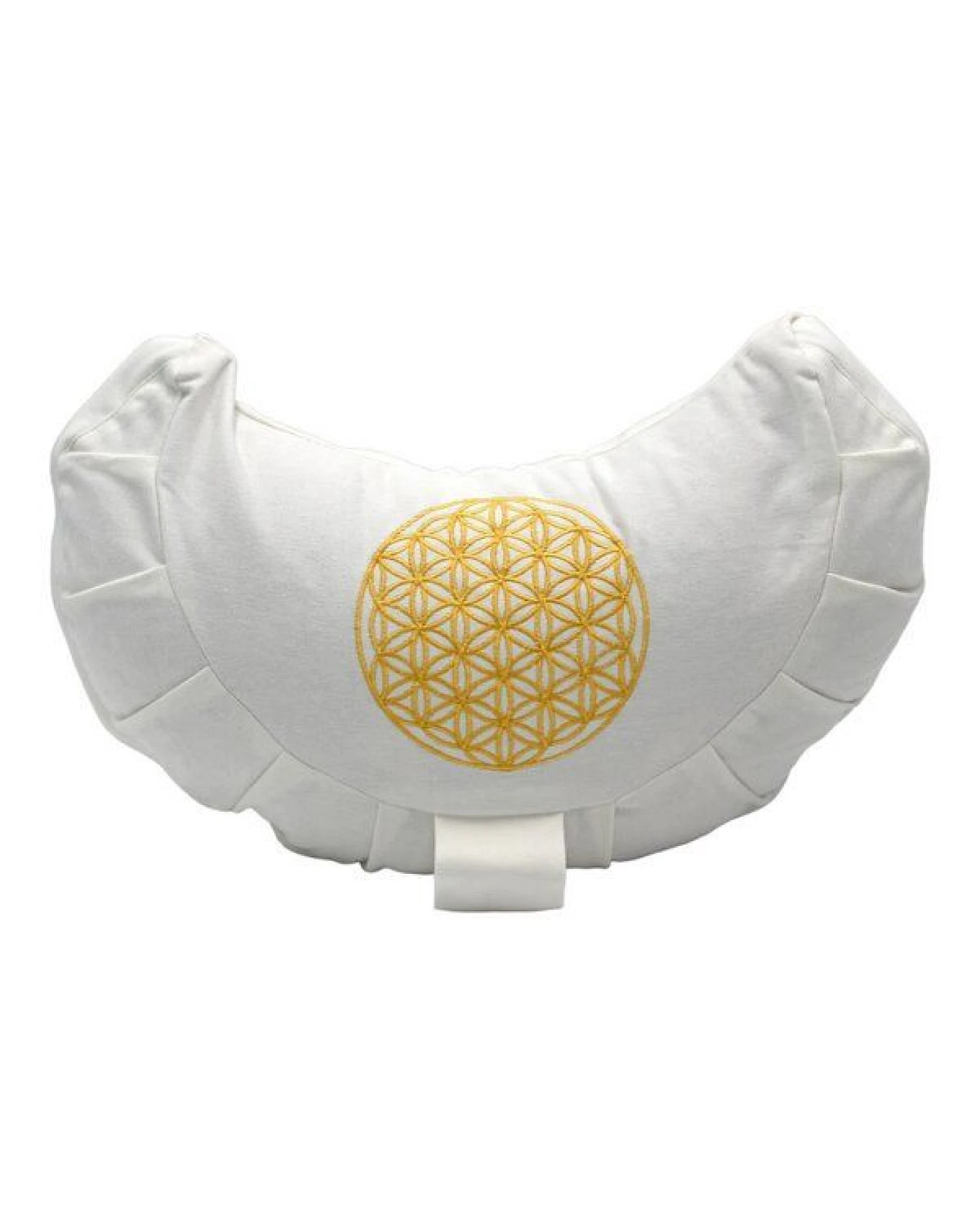 BAGHI Bio Meditationskissen Blume-des Lebens Bestickung weiß/ gold – Ansicht 2