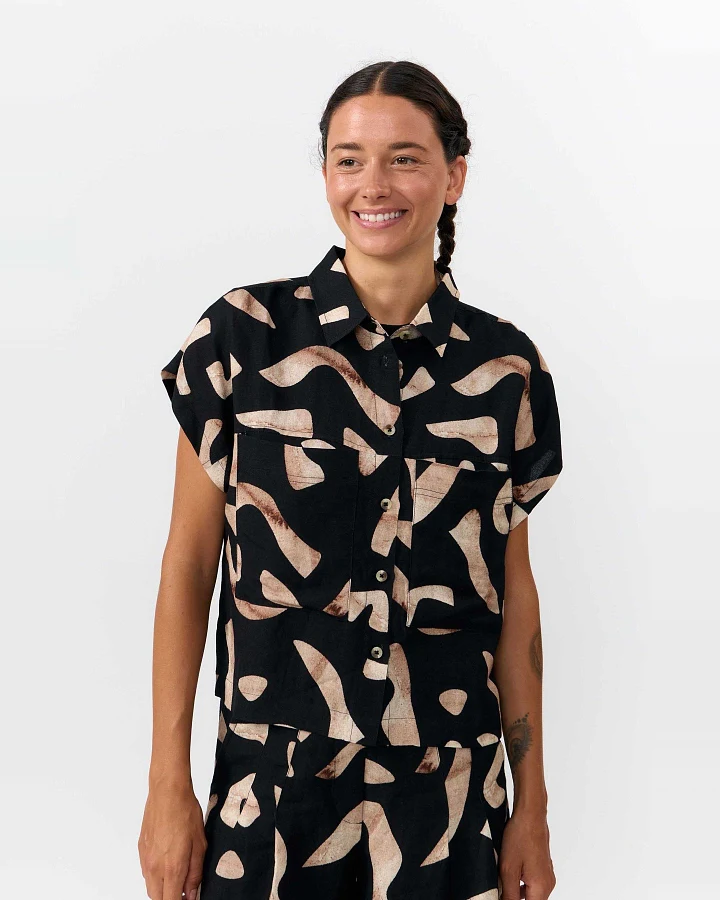 Bluse Amur Print Stones Schwarz
