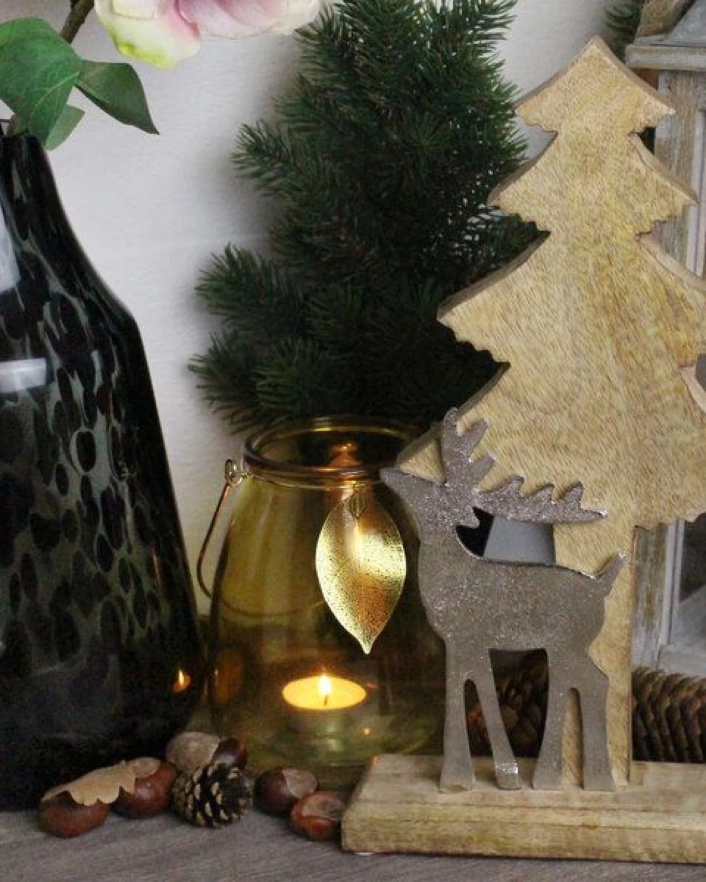 Mitienda Shop Tanne mit Hirsch, Weihnachtsdeko 34cm – Ansicht 2