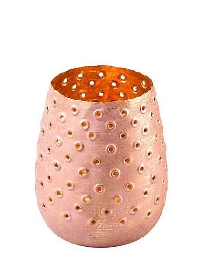 Mitienda Shop Windlicht mit Lochmuster rosa, gold, Weihnachtsdeko