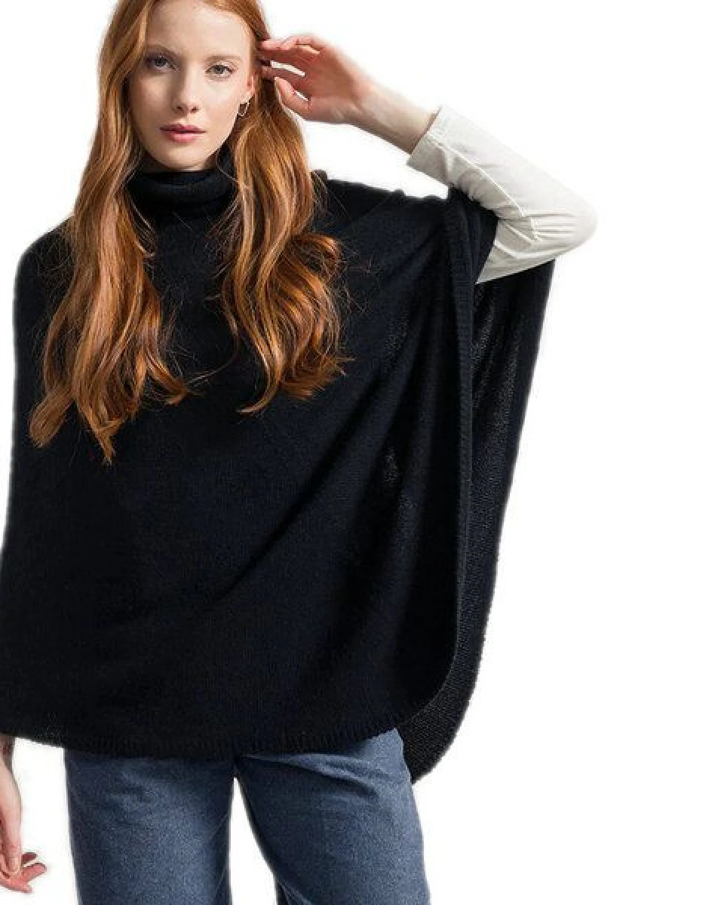Rifò - Circular Fashion Made in Italy Damen-Poncho Elisabetta aus recycelter Kaschmirwolle – Ansicht 2