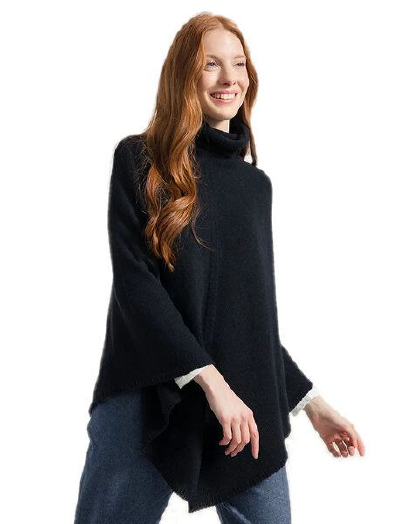 Rifò - Circular Fashion Made in Italy Damen-Poncho Elisabetta aus recycelter Kaschmirwolle – Ansicht 3