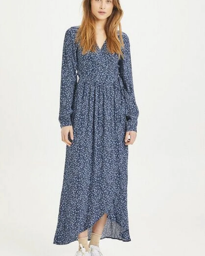 KnowledgeCotton Apparel Maxi Kleid - ORCHID Flower Print Wrap Dress - aus EcoVero