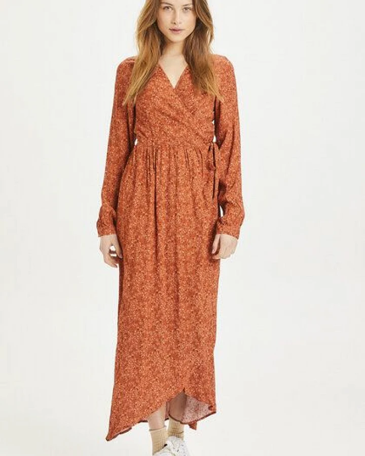 KnowledgeCotton Apparel Maxi Kleid - ORCHID Flower Print Wrap Dress - aus EcoVero