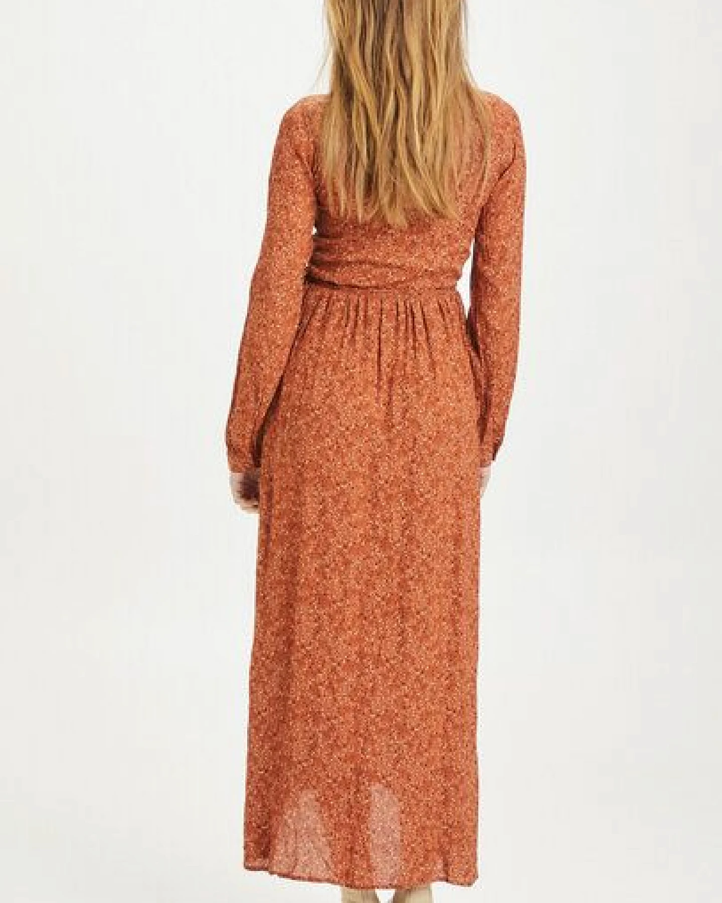 KnowledgeCotton Apparel Maxi Kleid - ORCHID Flower Print Wrap Dress - aus EcoVero – Ansicht 3