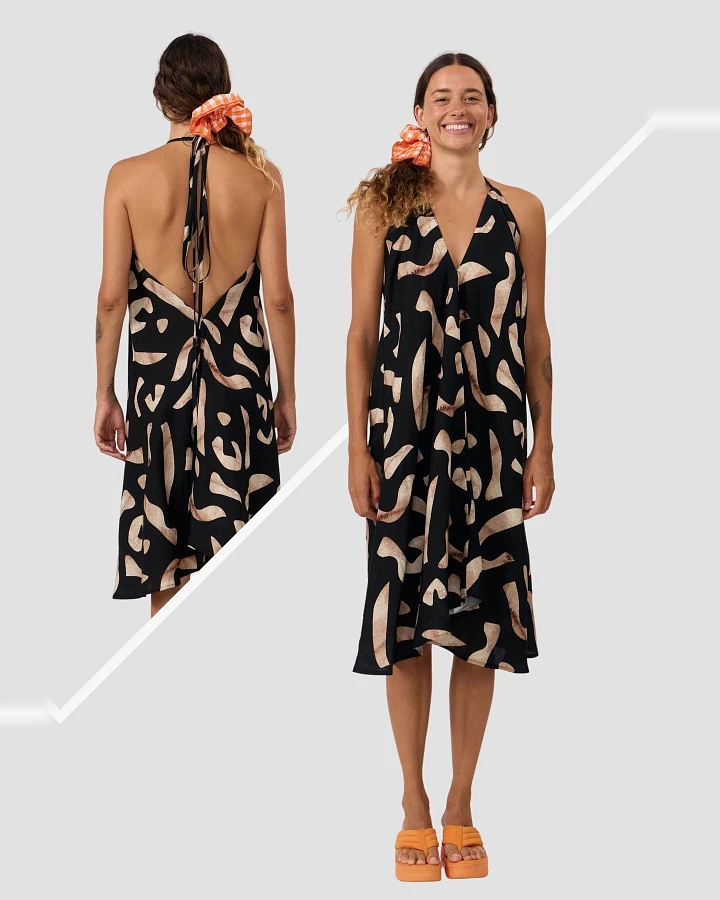 Kleid Multiposition Short Print Stones Schwarz