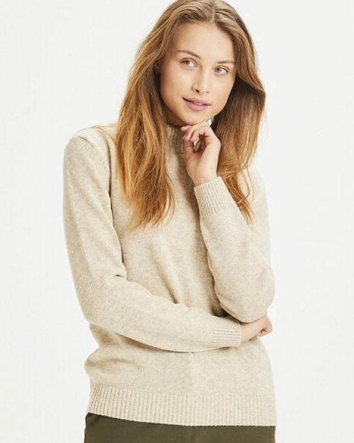 KnowledgeCotton Apparel Strickpullover - MYRTHE Lambswool High Neck - aus Bio-Lammwolle