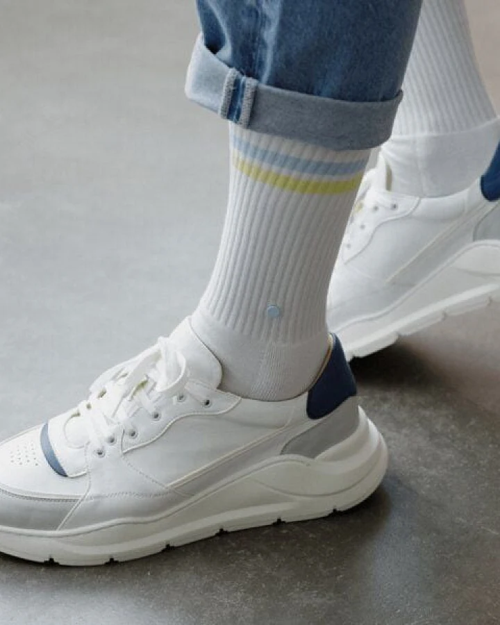 wysf. | what you stand for. Premium Retro Tennissocken weiß mit Knopf, Bio-Baumwoll-Mix (Sportsocken)
