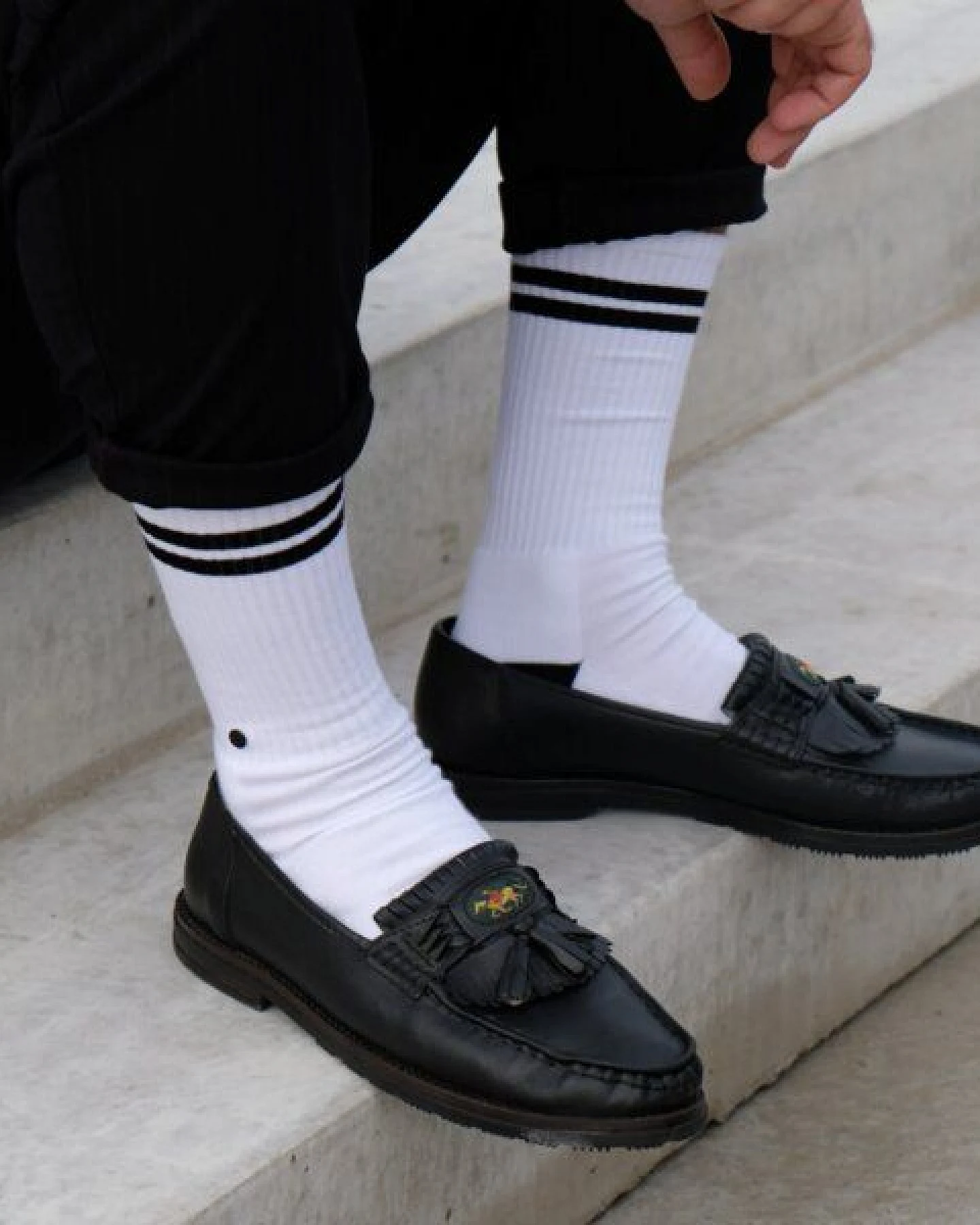 wysf. | what you stand for. Premium Retro Tennissocken weiß mit Knopf, Bio-Baumwoll-Mix (Sportsocken) – Ansicht 2