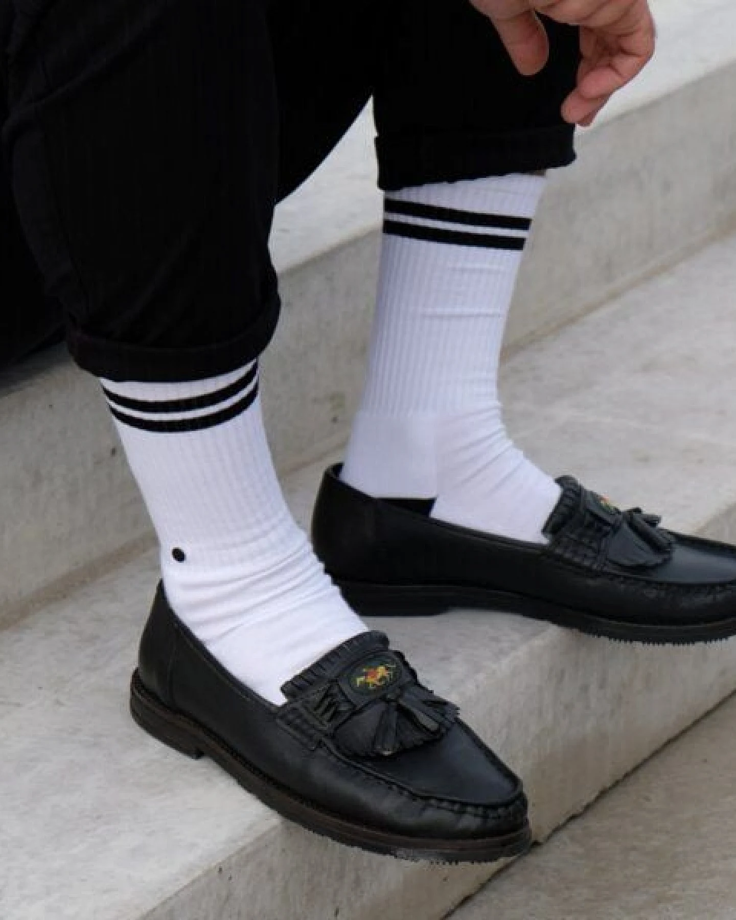 wysf. | what you stand for. Premium Retro Tennissocken weiß mit Knopf, Bio-Baumwoll-Mix (Sportsocken) – Ansicht 2