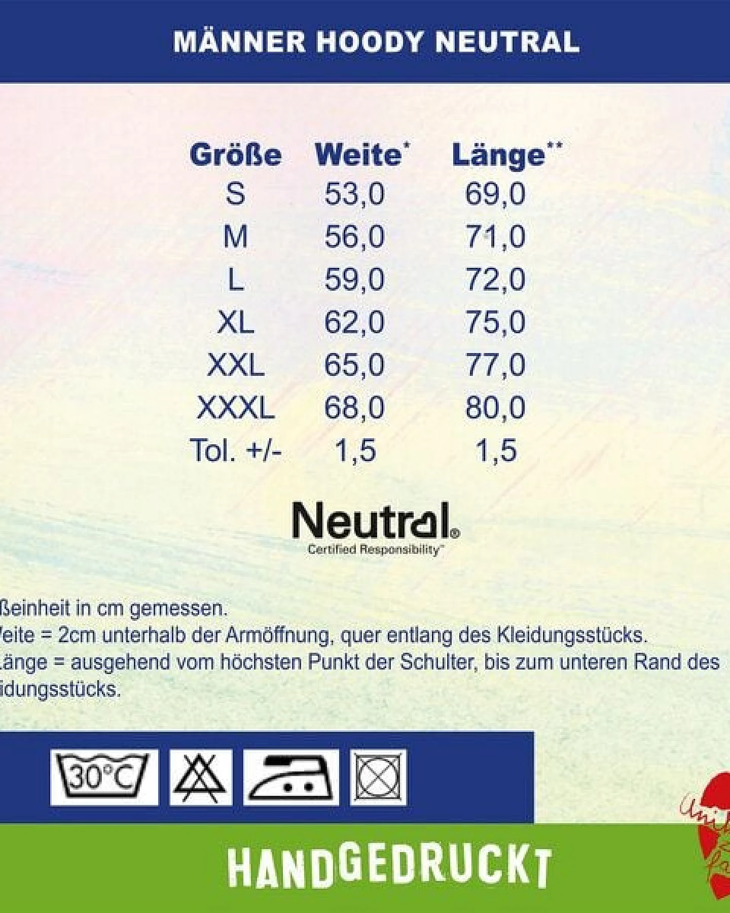 HANDGEDRUCKT "diversity" Herren Hoody aus reiner Biobaumwolle (kbA) – Ansicht 3