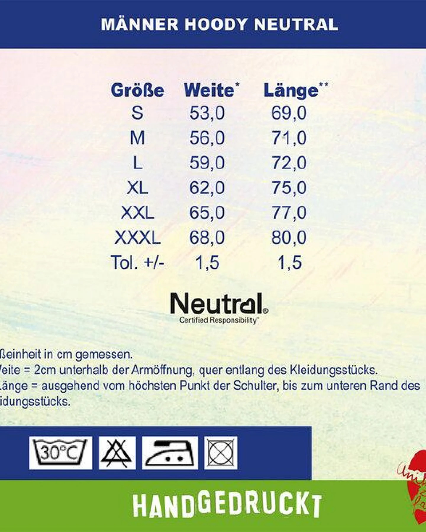 HANDGEDRUCKT "diversity" Herren Hoody aus reiner Biobaumwolle (kbA) – Ansicht 3