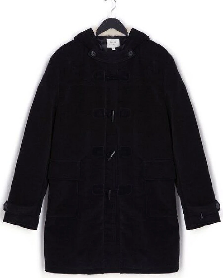 Will's Vegan Shop Duffle Coat aus veganer Wolle mit recyceltem veganem Shearling