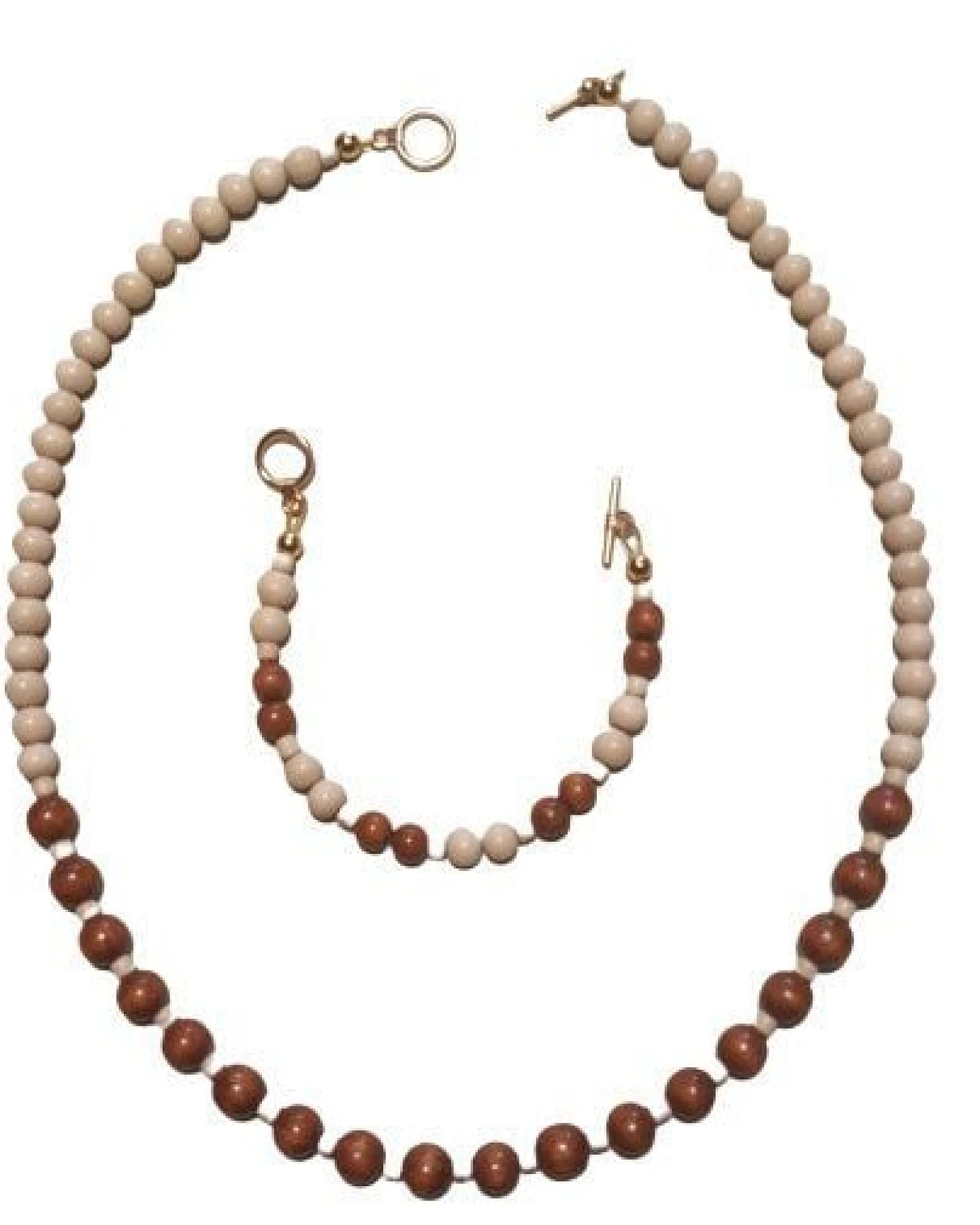 ReineNatur Schmuckset aus Holzkugeln - Kette & Armband - Knebelverschluss – Ansicht 2