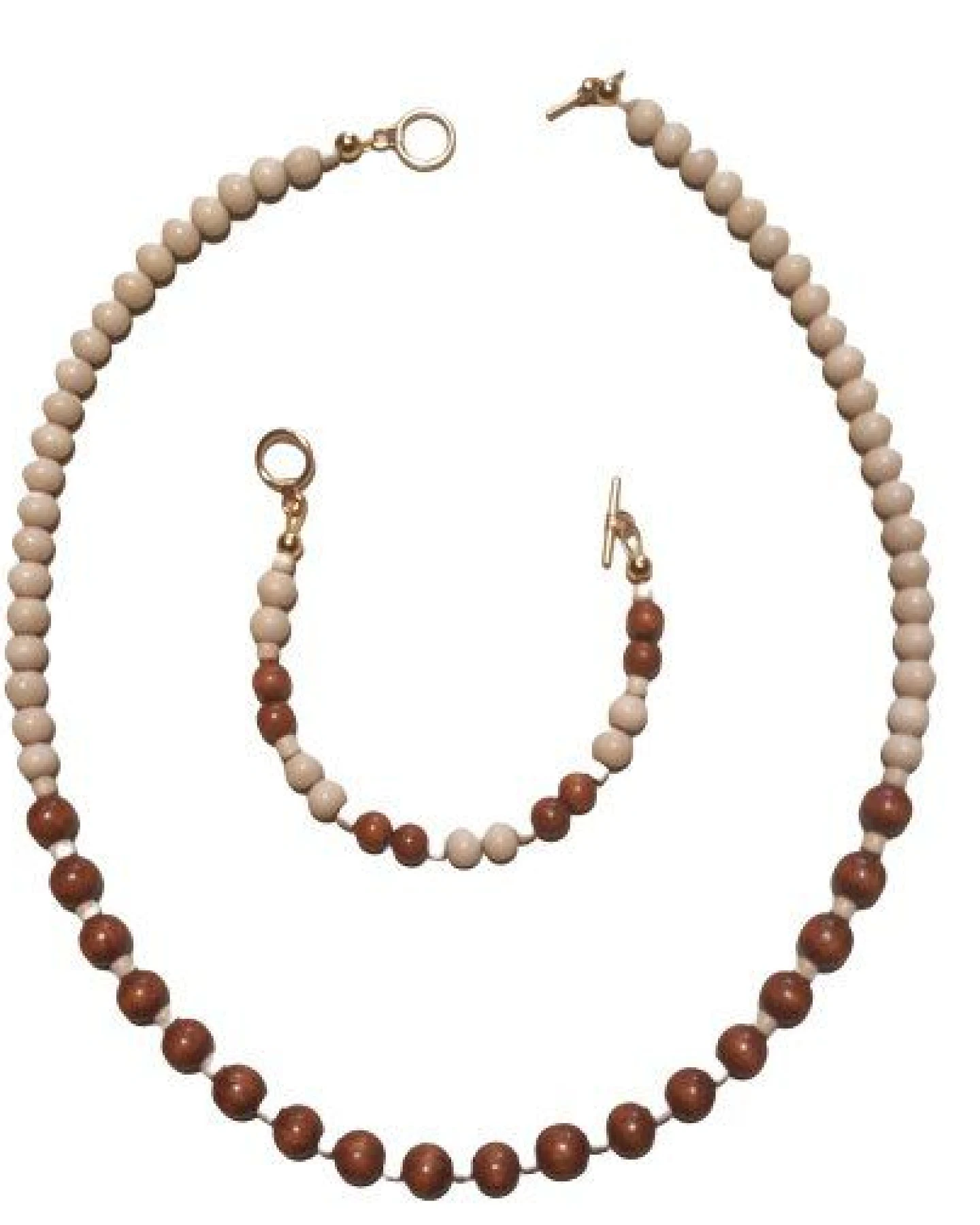 ReineNatur Schmuckset aus Holzkugeln - Kette & Armband - Knebelverschluss – Ansicht 2