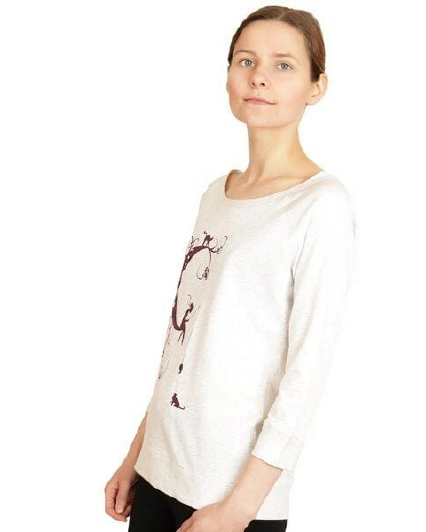 Spangeltangel Pullover, "Mondkatze", Sweatshirt, cremeweiß, Damen, bedruckt – Ansicht 3