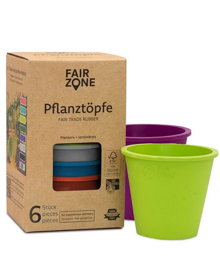 FAIR ZONE Pflanztopf 6er Set aus fair gehandeltem Naturkautschuk