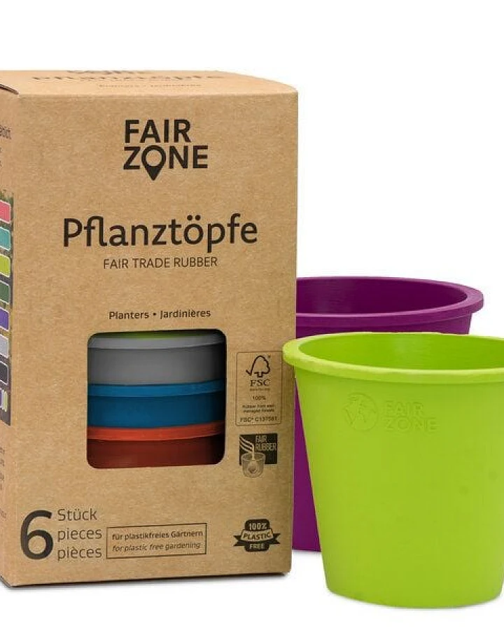 FAIR ZONE Pflanztopf 6er Set aus fair gehandeltem Naturkautschuk