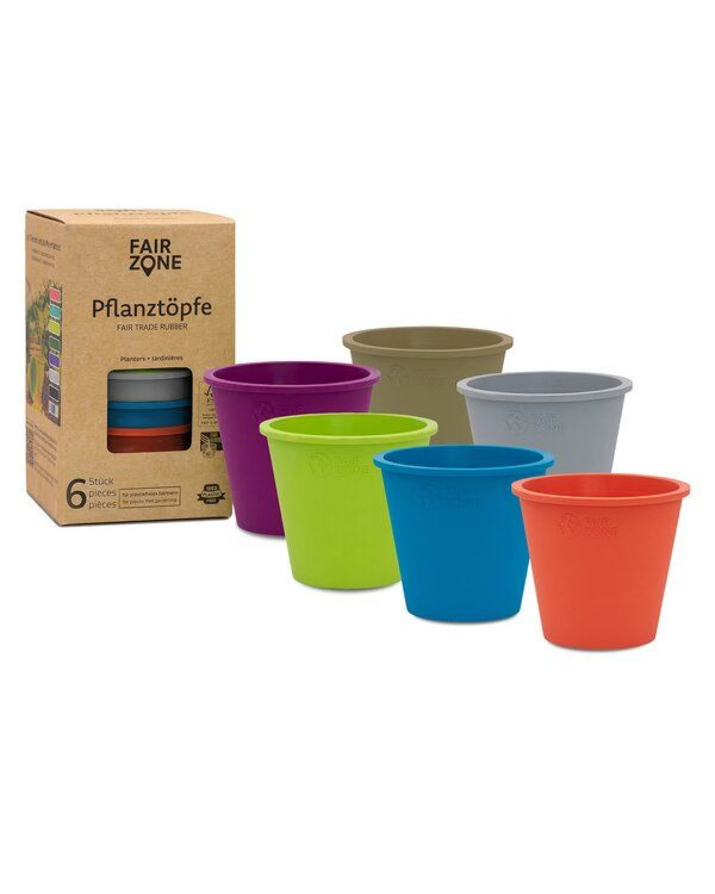 FAIR ZONE Pflanztopf 6er Set aus fair gehandeltem Naturkautschuk – Ansicht 2