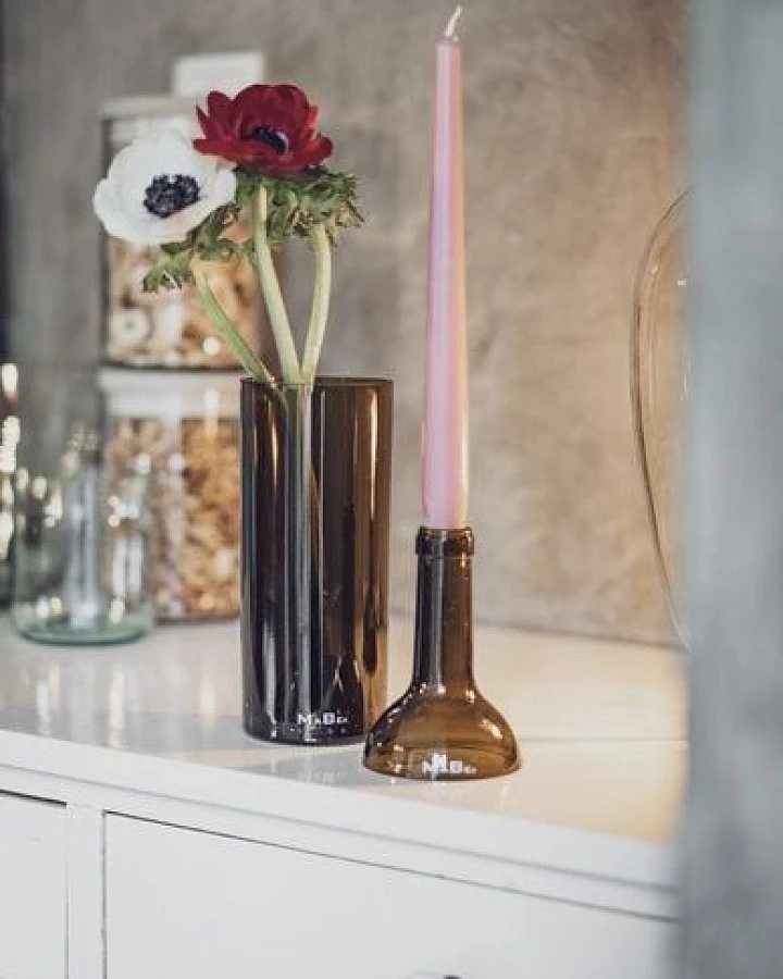 MaBe Merlot Set Vase & Kerzenständer - nachhaltige Geschenkidee für alle Wein Liebhaber