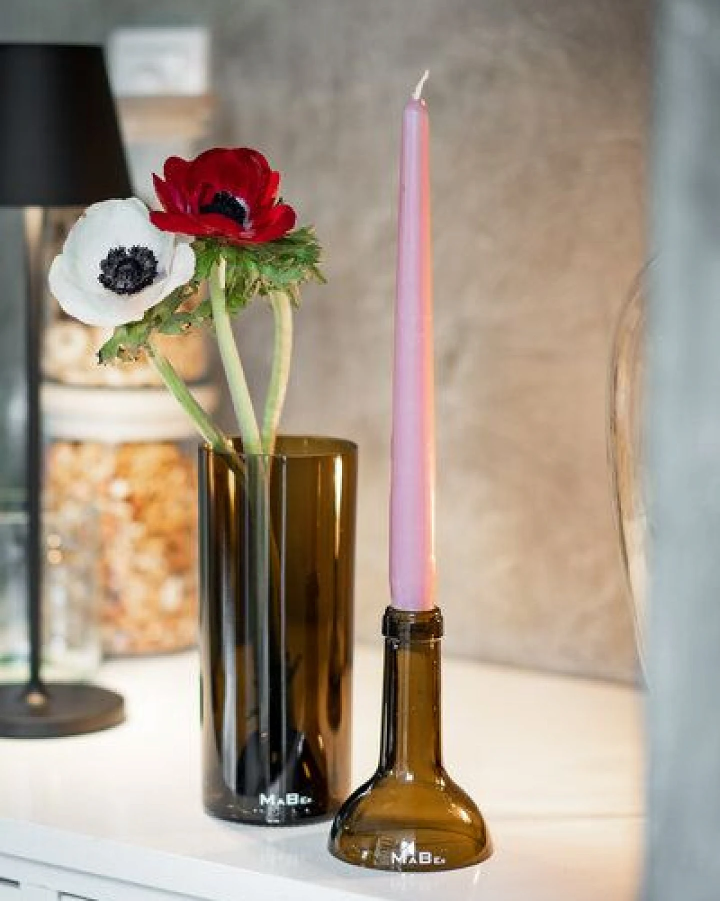 MaBe Merlot Set Vase & Kerzenständer - nachhaltige Geschenkidee für alle Wein Liebhaber – Ansicht 3