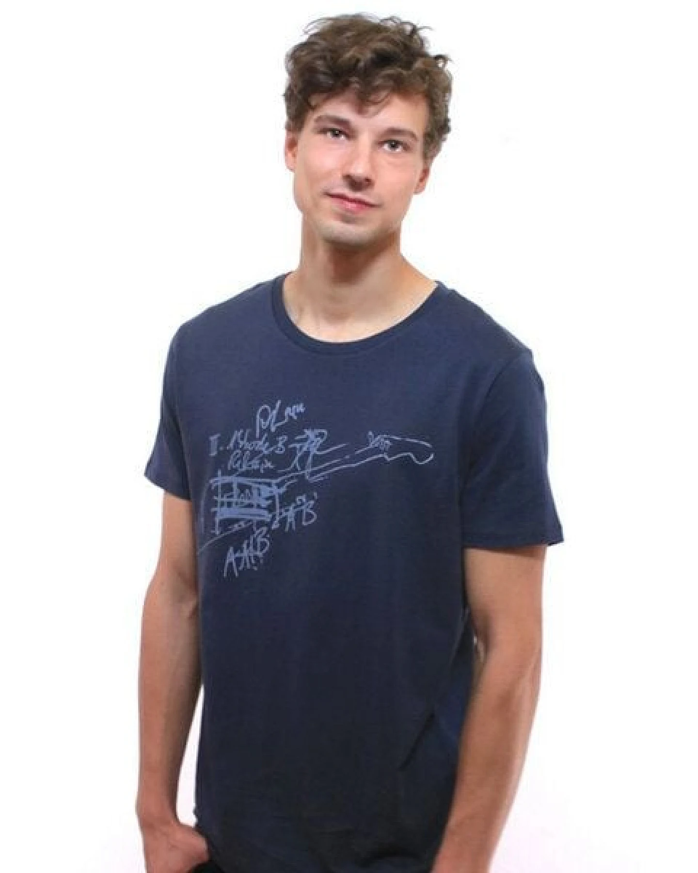 Spangeltangel T-Shirt "Akkorde", Siebdruck, dunkelblau, Rundhals, kurzärmlig, Siebdruck, Musik – Ansicht 2