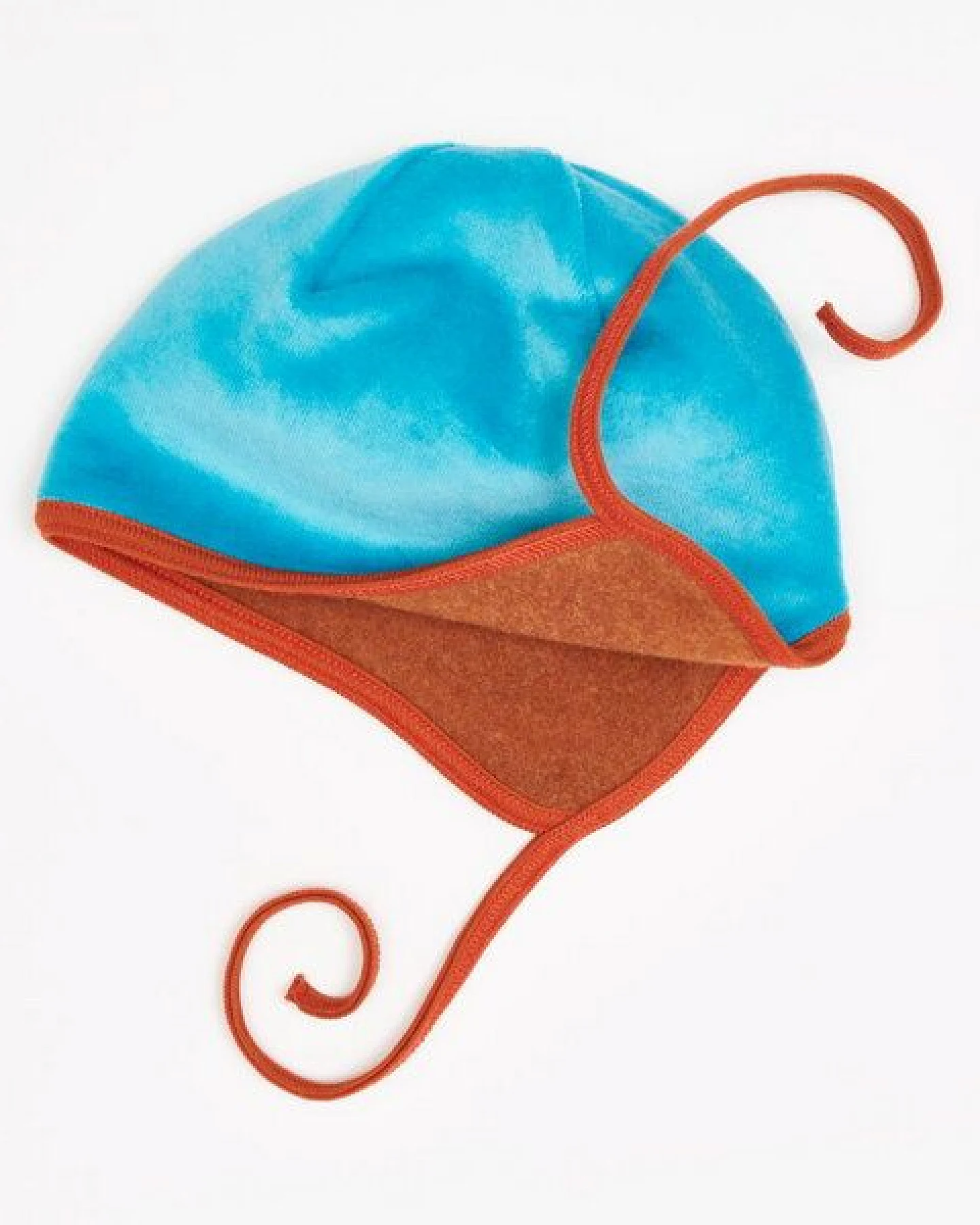 Cheeky Apple Gefüttertes Bio-Ohrenhäubchen "Nicki Pagoda Blue|Fleece Copper Meliert" – Ansicht 3