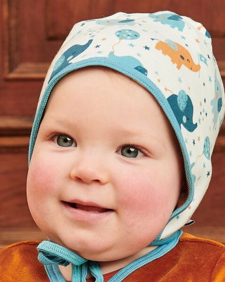 Cheeky Apple Wendbares Bio-Ohrenhäubchen "Babyelefant|Nicki Caramell"